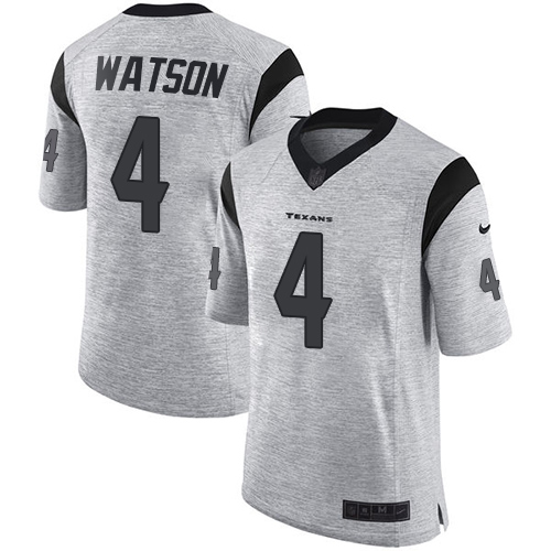 Men's Nike Houston Texans #4 Deshaun Watson Limited Gray Gridiron II NFL Jersey