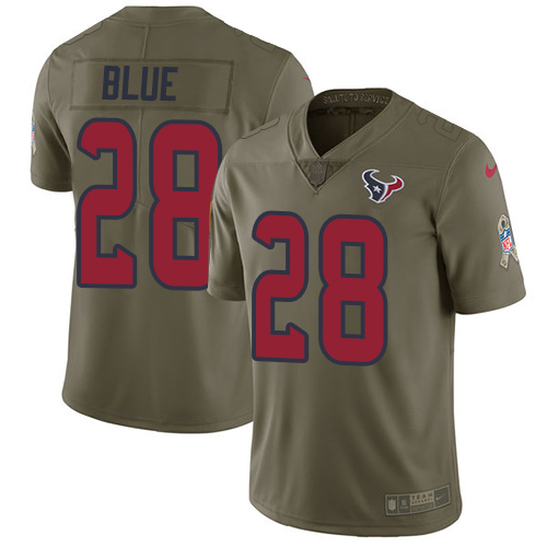 Men's Nike Houston Texans #28 Alfred Blue Limited Olive 2017 Salute to Service NFL Jersey