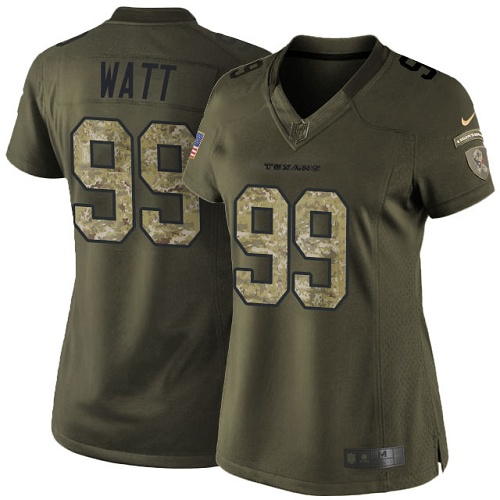 Women's Nike Houston Texans #99 J.J. Watt Elite Green Salute to Service NFL Jersey