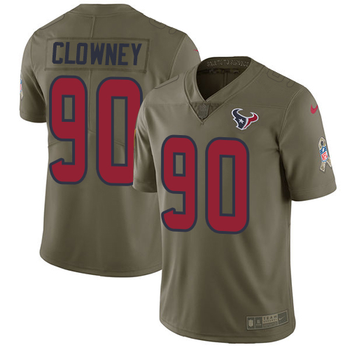 Youth Nike Houston Texans #90 Jadeveon Clowney Limited Olive 2017 Salute to Service NFL Jersey