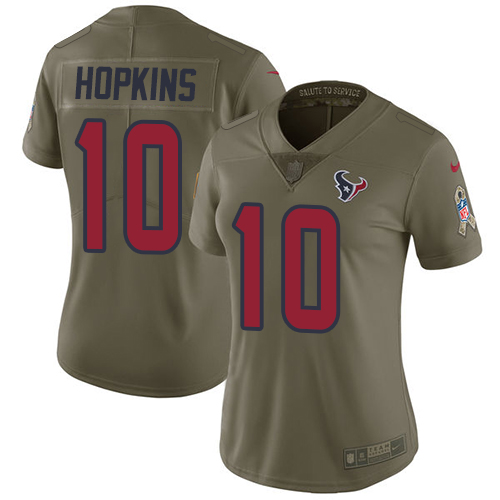Women's Nike Houston Texans #10 DeAndre Hopkins Limited Olive 2017 Salute to Service NFL Jersey