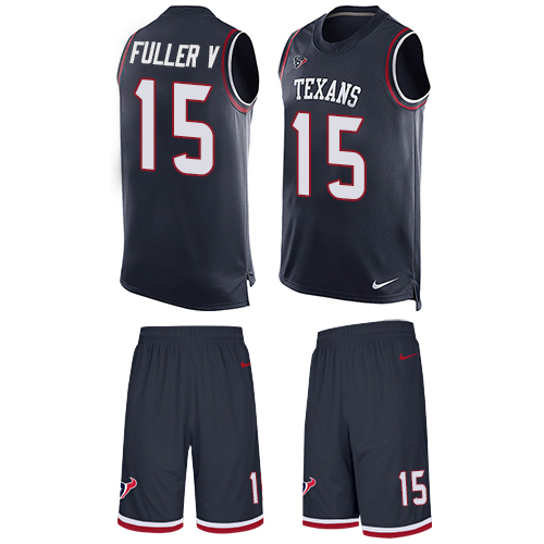 Men's Nike Houston Texans #15 Will Fuller V Limited Navy Blue Tank Top Suit NFL Jersey