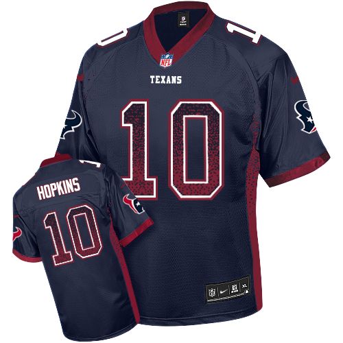 Men's Nike Houston Texans #10 DeAndre Hopkins Elite Navy Blue Drift Fashion NFL Jersey