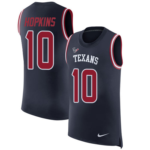 Men's Nike Houston Texans #10 DeAndre Hopkins Navy Blue Rush Player Name & Number Tank Top NFL Jersey