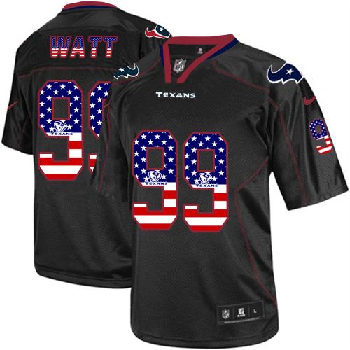 Men's Nike Houston Texans #99 J.J. Watt Elite Black USA Flag Fashion NFL Jersey