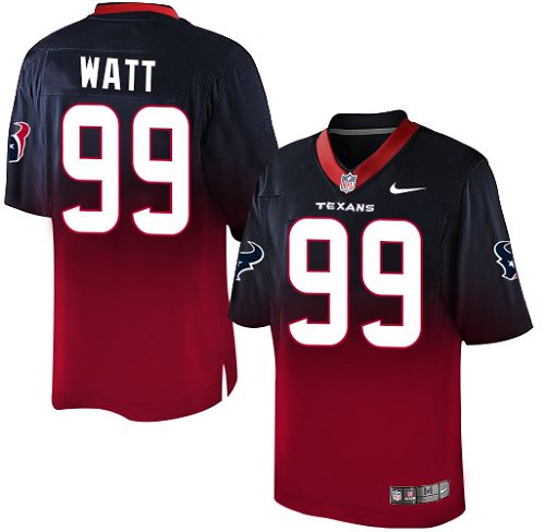 Youth Nike Houston Texans #99 J.J. Watt Elite Navy/Red Fadeaway NFL Jersey