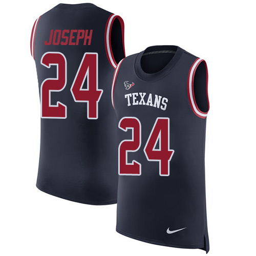 Men's Nike Houston Texans #24 Johnathan Joseph Navy Blue Rush Player Name & Number Tank Top NFL Jersey