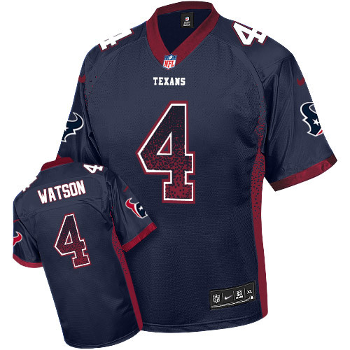 Men's Nike Houston Texans #4 Deshaun Watson Elite Navy Blue Drift Fashion NFL Jersey