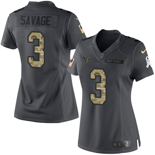 Women's Nike Houston Texans #3 Tom Savage Limited Black 2016 Salute to Service NFL Jersey