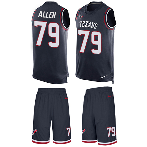 Men's Nike Houston Texans #79 Jeff Allen Limited Navy Blue Tank Top Suit NFL Jersey