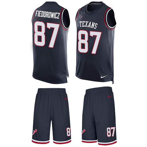 Men's Nike Houston Texans #87 C.J. Fiedorowicz Limited Navy Blue Tank Top Suit NFL Jersey