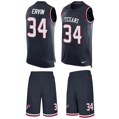 Men's Nike Houston Texans #34 Tyler Ervin Limited Navy Blue Tank Top Suit NFL Jersey