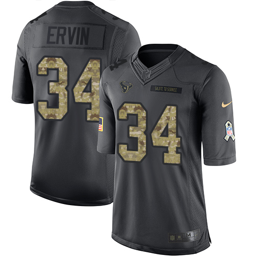 Men's Nike Houston Texans #34 Tyler Ervin Limited Black 2016 Salute to Service NFL Jersey