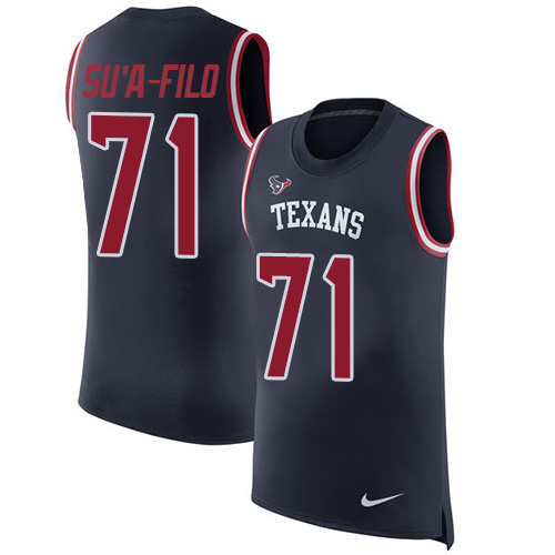 Men's Nike Houston Texans #71 Xavier Su'a-Filo Navy Blue Rush Player Name & Number Tank Top NFL Jersey