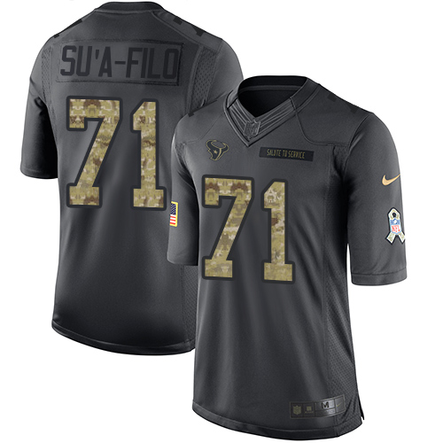 Men's Nike Houston Texans #71 Xavier Su'a-Filo Limited Black 2016 Salute to Service NFL Jersey