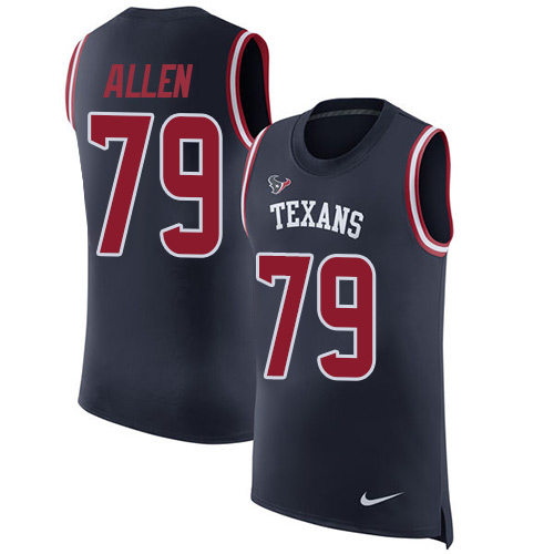Men's Nike Houston Texans #79 Jeff Allen Navy Blue Rush Player Name & Number Tank Top NFL Jersey