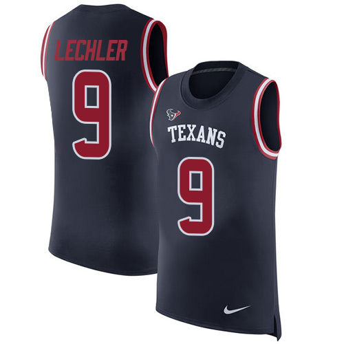 Men's Nike Houston Texans #9 Shane Lechler Navy Blue Rush Player Name & Number Tank Top NFL Jersey