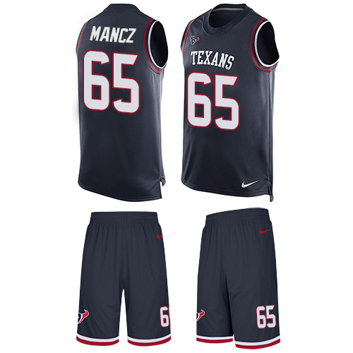 Men's Nike Houston Texans #65 Greg Mancz Limited Navy Blue Tank Top Suit NFL Jersey