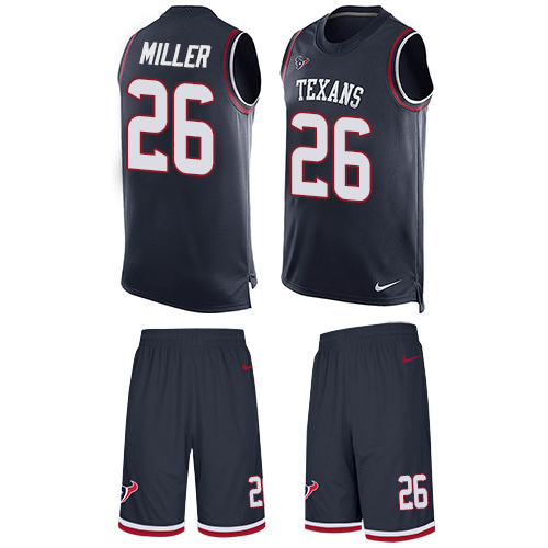 Men's Nike Houston Texans #26 Lamar Miller Limited Navy Blue Tank Top Suit NFL Jersey