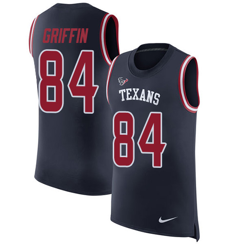 Men's Nike Houston Texans #84 Ryan Griffin Navy Blue Rush Player Name & Number Tank Top NFL Jersey