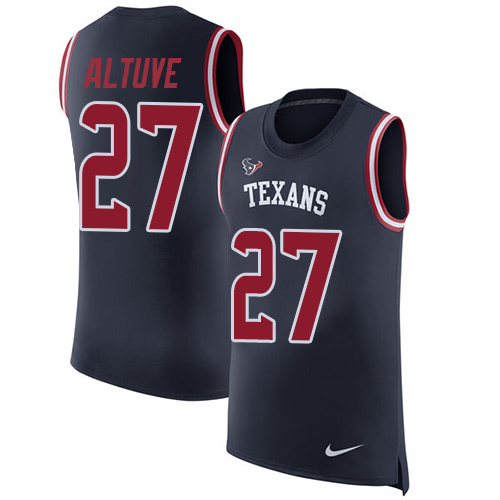 Men's Nike Houston Texans #27 Jose Altuve Navy Blue Rush Player Name & Number Tank Top NFL Jersey