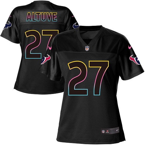 Women's Nike Houston Texans #27 Jose Altuve Game Black Fashion NFL Jersey