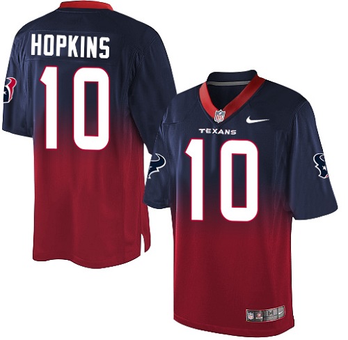 Men's Nike Houston Texans #10 DeAndre Hopkins Elite Navy/Red Fadeaway NFL Jersey