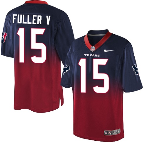 Men's Nike Houston Texans #15 Will Fuller V Elite Navy/Red Fadeaway NFL Jersey