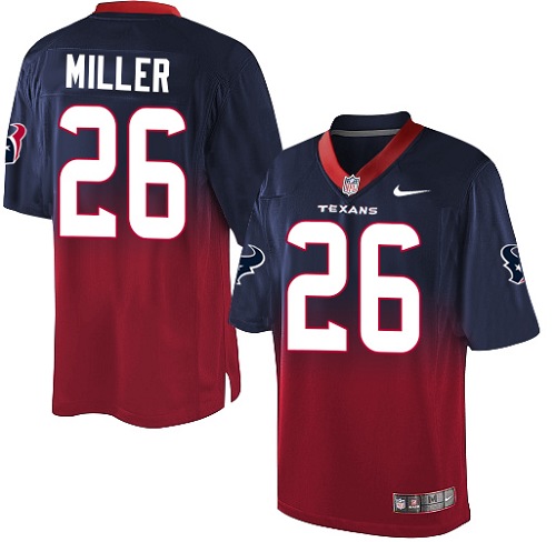 Men's Nike Houston Texans #26 Lamar Miller Elite Navy/Red Fadeaway NFL Jersey