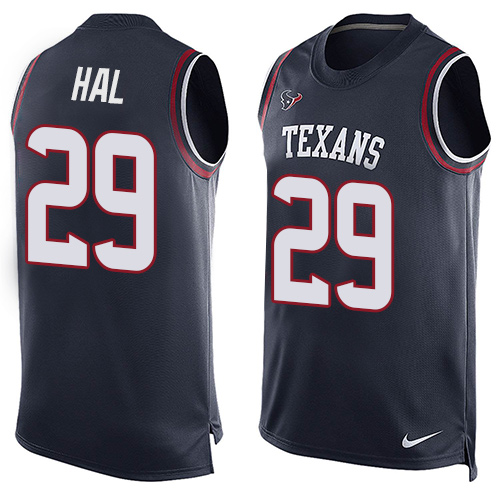 Men's Nike Houston Texans #29 Andre Hal Limited Navy Blue Player Name & Number Tank Top NFL Jersey