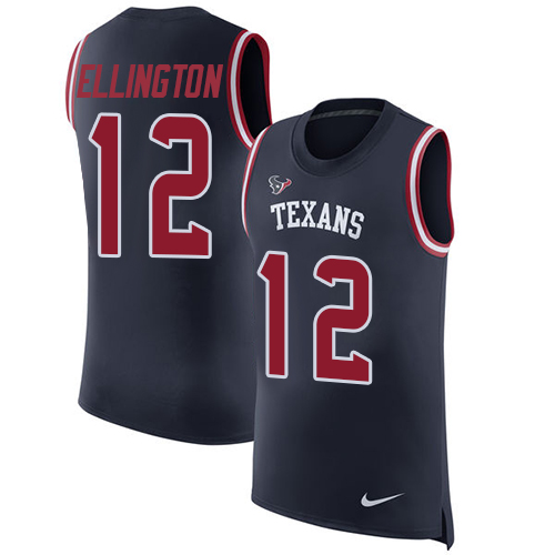 Men's Nike Houston Texans #12 Bruce Ellington Navy Blue Rush Player Name & Number Tank Top NFL Jersey