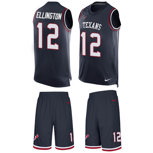 Men's Nike Houston Texans #12 Bruce Ellington Limited Navy Blue Tank Top Suit NFL Jersey
