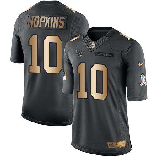 Men's Nike Houston Texans #10 DeAndre Hopkins Limited Black/Gold Salute to Service NFL Jersey