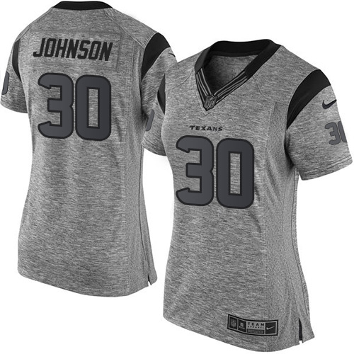 Women's Nike Houston Texans #30 Kevin Johnson Limited Gray Gridiron NFL Jersey