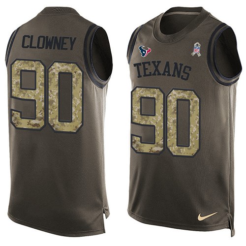 Men's Nike Houston Texans #90 Jadeveon Clowney Limited Green Salute to Service Tank Top NFL Jersey