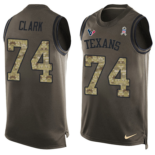 Men's Nike Houston Texans #74 Chris Clark Limited Green Salute to Service Tank Top NFL Jersey