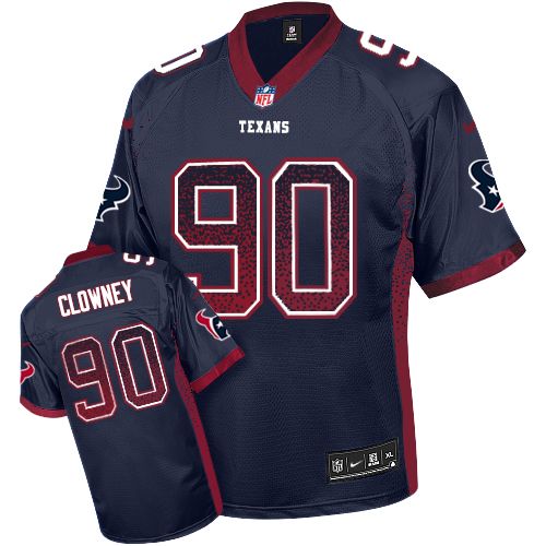 Men's Nike Houston Texans #90 Jadeveon Clowney Elite Navy Blue Drift Fashion NFL Jersey