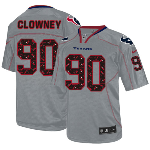 Men's Nike Houston Texans #90 Jadeveon Clowney Elite New Lights Out Grey NFL Jersey