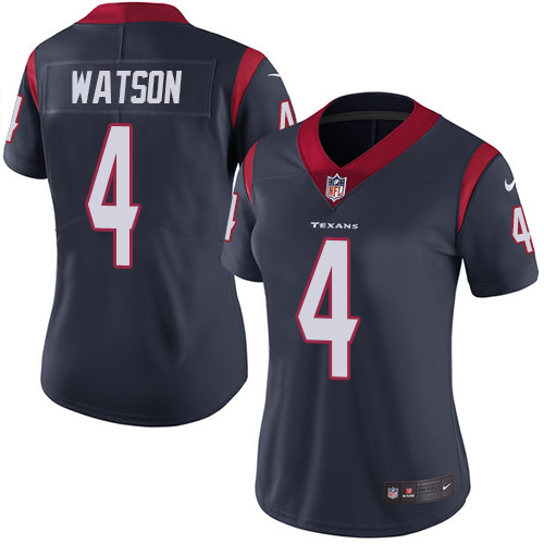Women's Nike Houston Texans #4 Deshaun Watson Navy Blue Team Color Vapor Untouchable Elite Player NFL Jersey