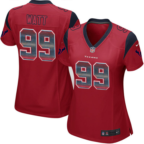 Women's Nike Houston Texans #99 J.J. Watt Limited Red Strobe NFL Jersey