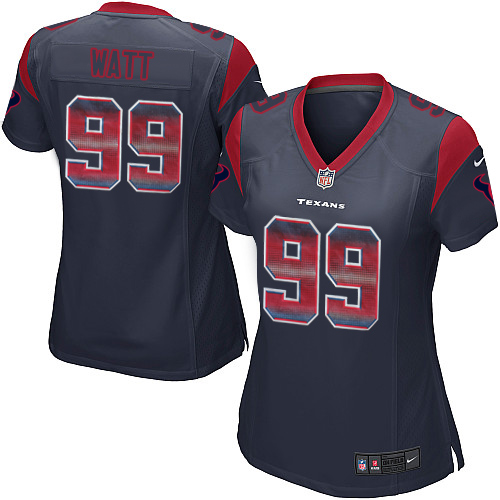 Women's Nike Houston Texans #99 J.J. Watt Limited Navy Blue Strobe NFL Jersey