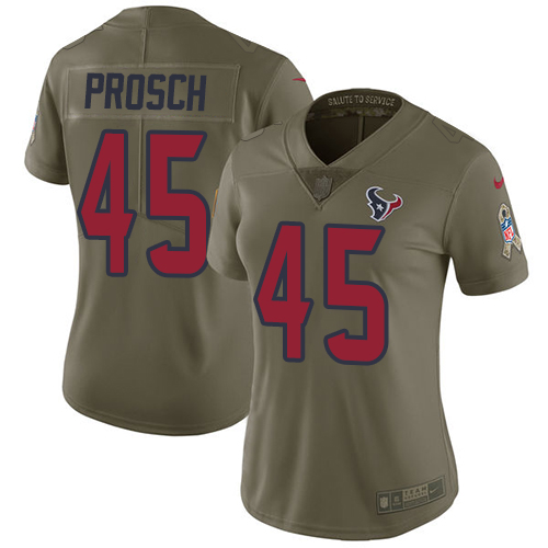 Women's Nike Houston Texans #45 Jay Prosch Limited Olive 2017 Salute to Service NFL Jersey