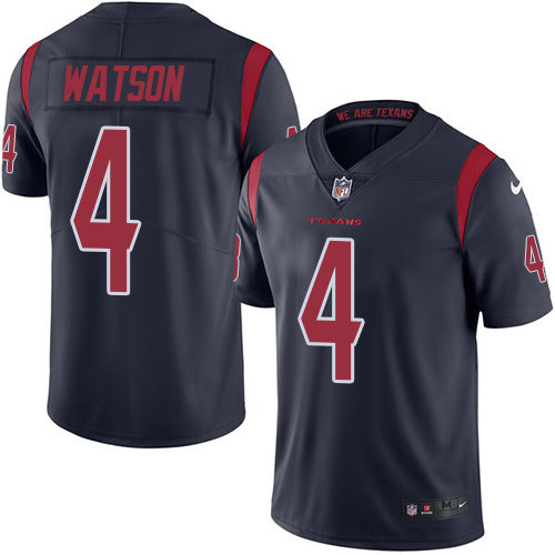 Men's Nike Houston Texans #4 Deshaun Watson Limited Navy Blue Rush Vapor Untouchable NFL Jersey