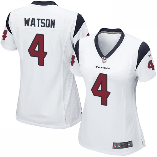 Women's Nike Houston Texans #4 Deshaun Watson Game White NFL Jersey