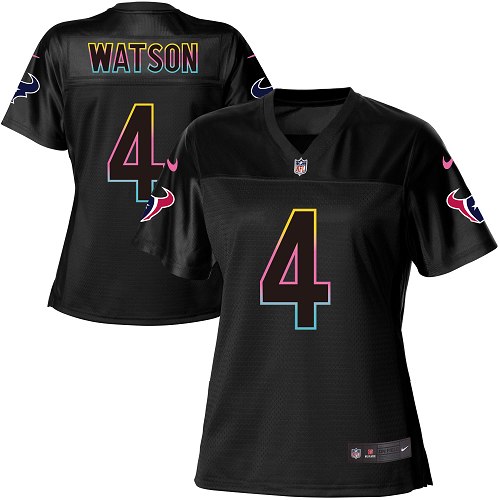 Women's Nike Houston Texans #4 Deshaun Watson Game Black Fashion NFL Jersey