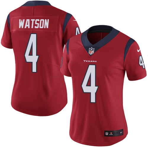 Women's Nike Houston Texans #4 Deshaun Watson Red Alternate Vapor Untouchable Elite Player NFL Jersey