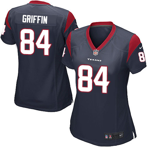 Women's Nike Houston Texans #84 Ryan Griffin Game Navy Blue Team Color NFL Jersey