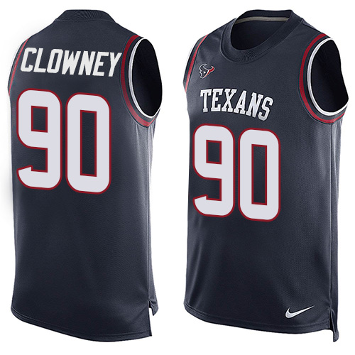 Men's Nike Houston Texans #90 Jadeveon Clowney Limited Navy Blue Player Name & Number Tank Top NFL Jersey