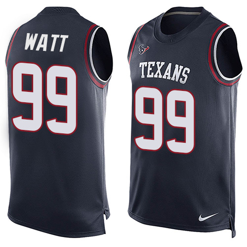 Men's Nike Houston Texans #99 J.J. Watt Limited Navy Blue Player Name & Number Tank Top NFL Jersey
