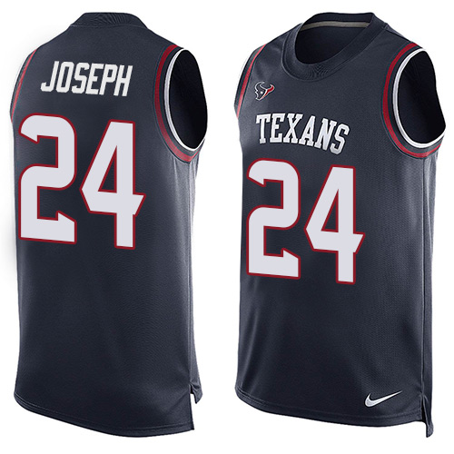Men's Nike Houston Texans #24 Johnathan Joseph Limited Navy Blue Player Name & Number Tank Top NFL Jersey